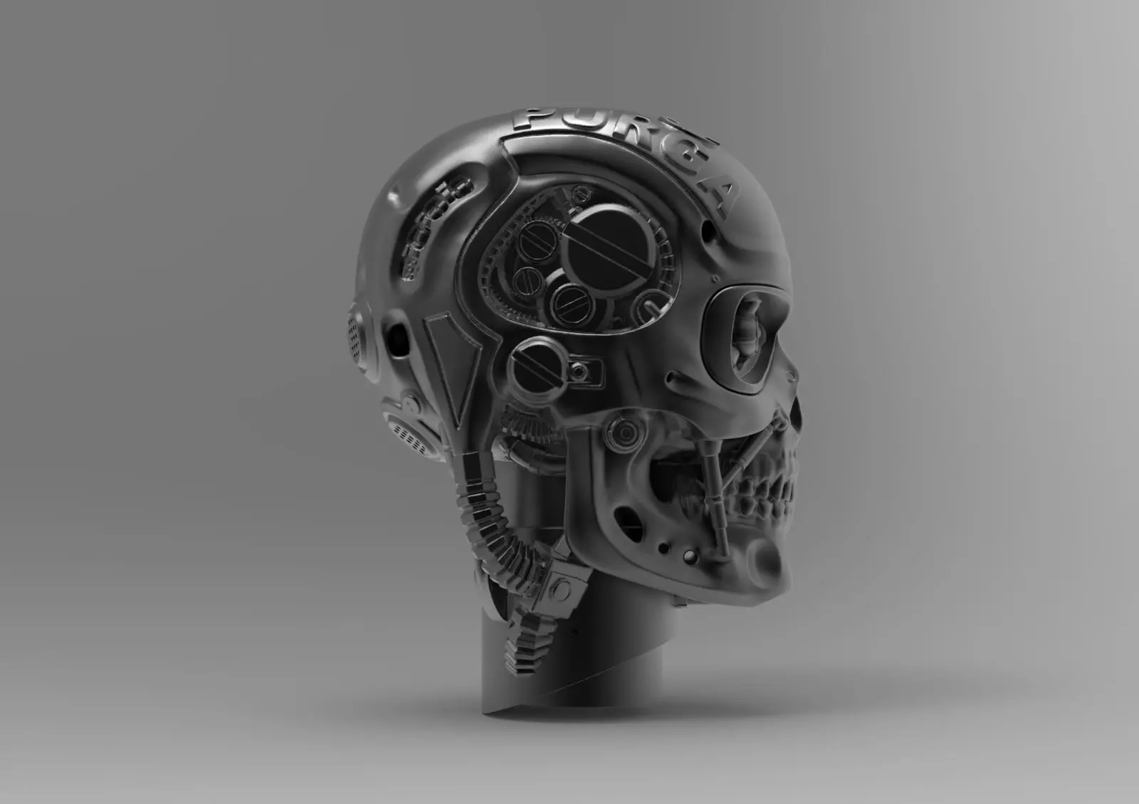 Cyborg Style Car Snorkel with LED Eye and Moving Parts 3D print model_5