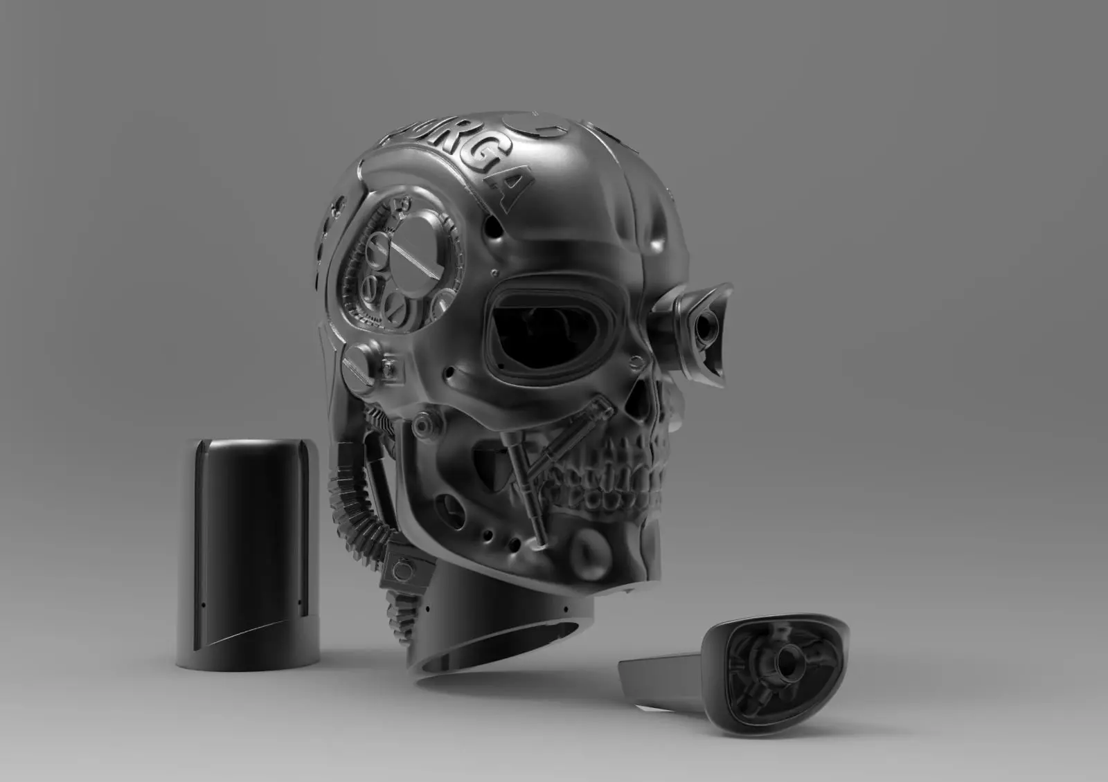 Cyborg Style Car Snorkel with LED Eye and Moving Parts 3D print model_2