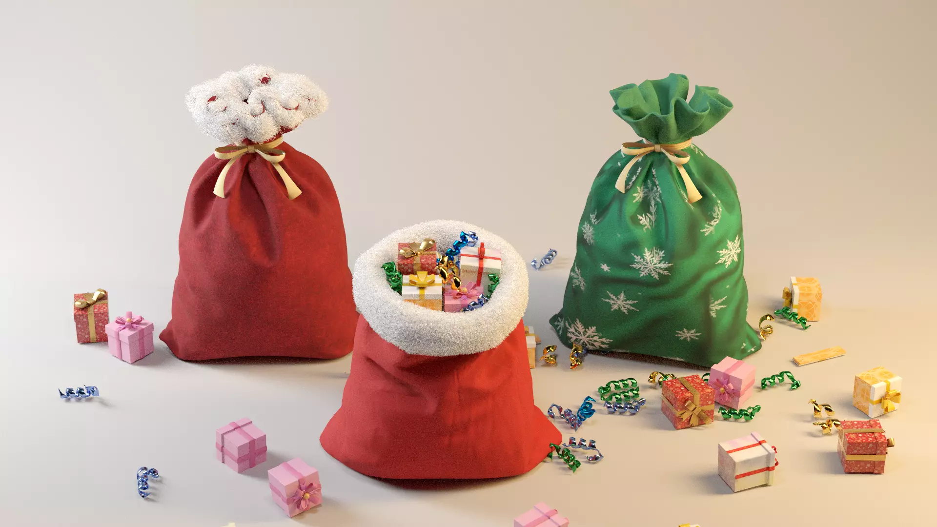 SANTA GIFT BAG Low-poly 3D model_1