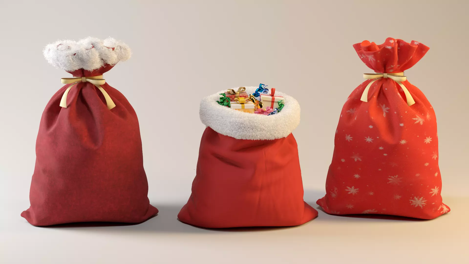 SANTA GIFT BAG Low-poly 3D model_2