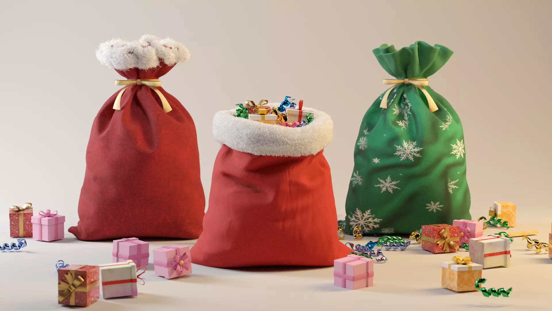 SANTA GIFT BAG Low-poly 3D model_0