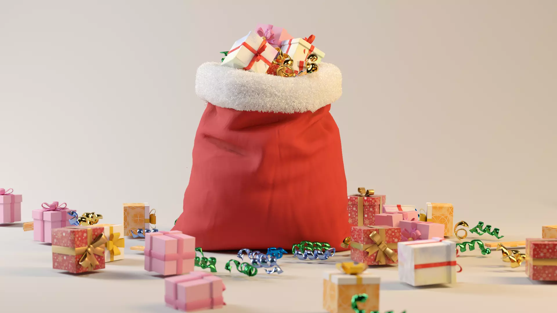 SANTA GIFT BAG Low-poly 3D model_3