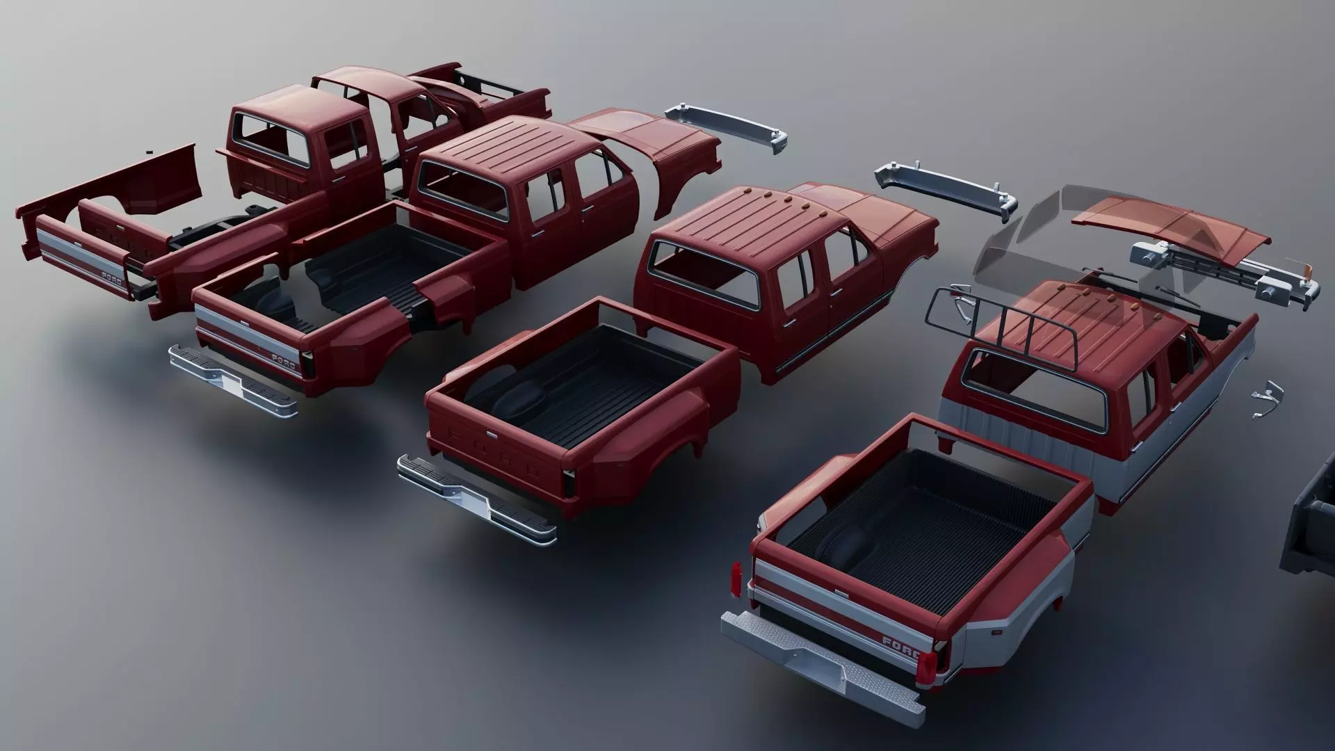 Pickup Truck F-350 Crew Cab Dually 1987 3D print model_20