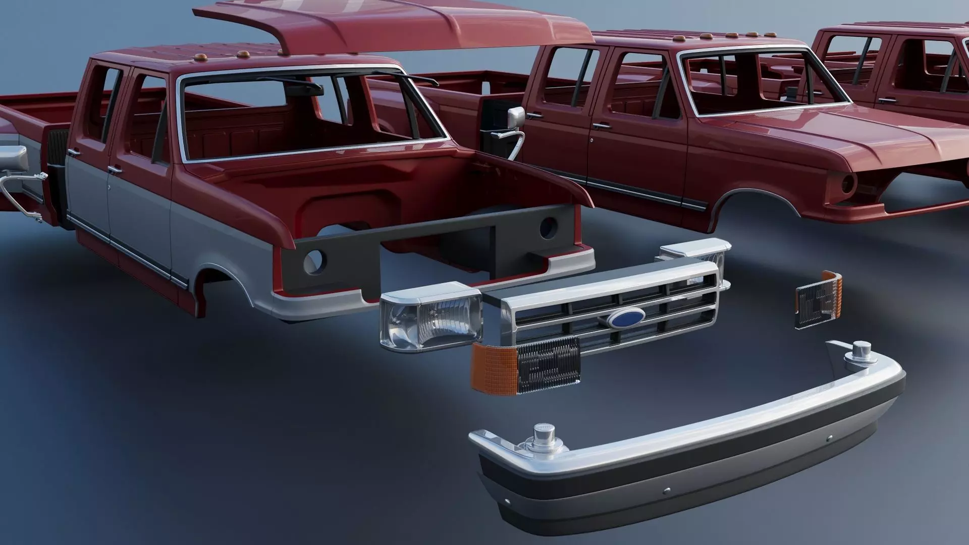 Pickup Truck F-350 Crew Cab Dually 1987 3D print model_21