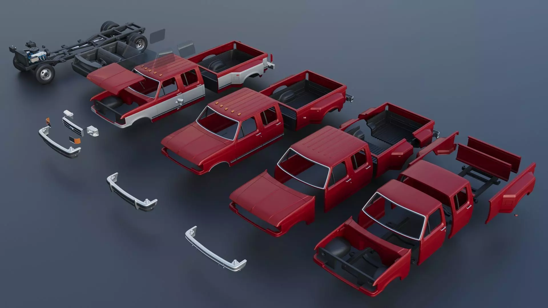 Pickup Truck F-350 Crew Cab Dually 1987 3D print model_16