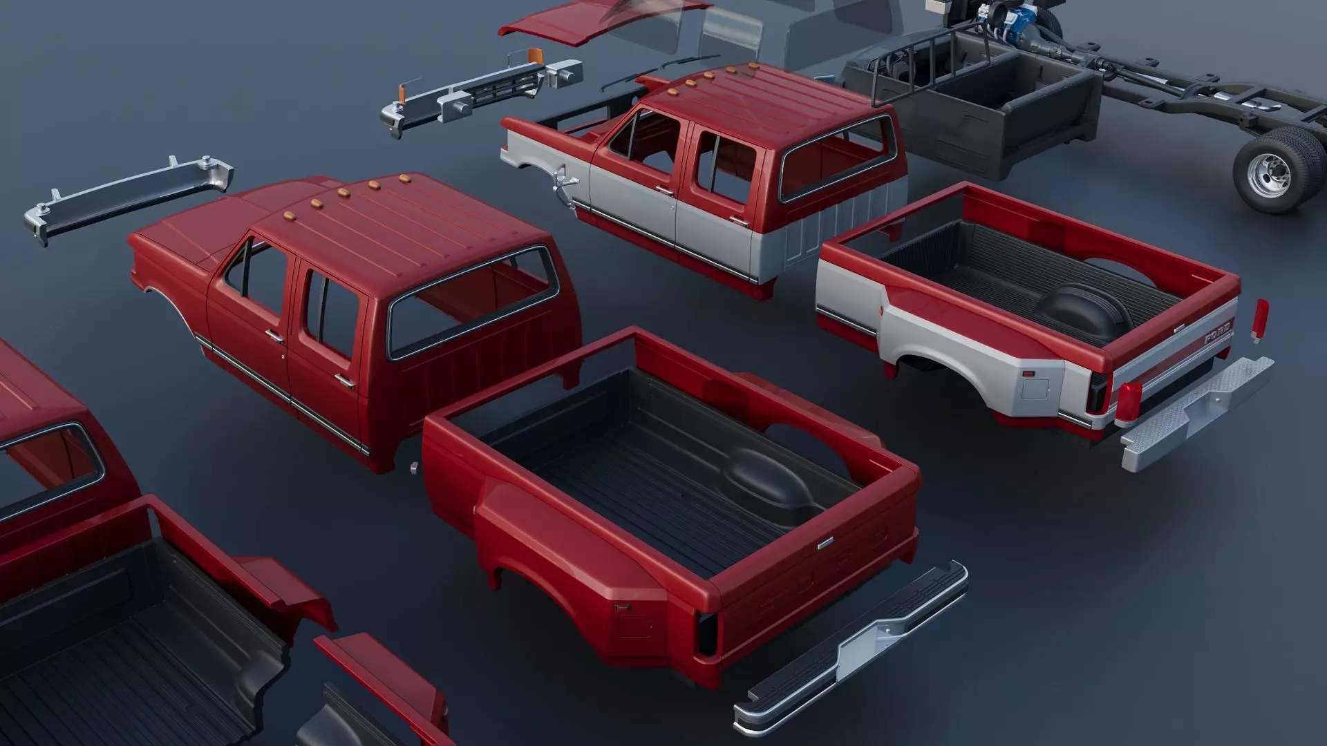 Pickup Truck F-350 Crew Cab Dually 1987 3D print model_19