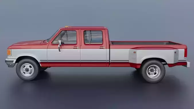 Pickup Truck F-350 Crew Cab Dually 1987 3D print model 4