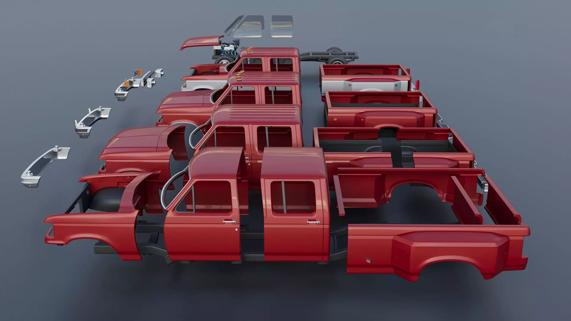 Pickup Truck F-350 Crew Cab Dually 1987 3D print model_17