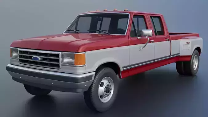 Pickup Truck F-350 Crew Cab Dually 1987 3D print model 3