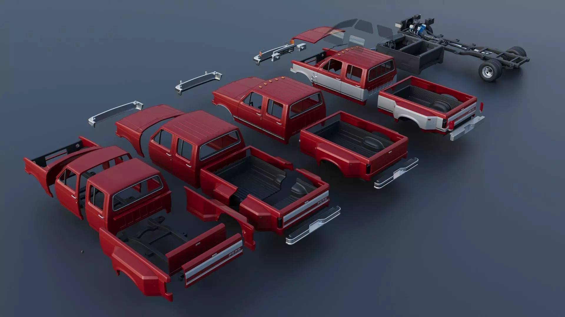 Pickup Truck F-350 Crew Cab Dually 1987 3D print model_18