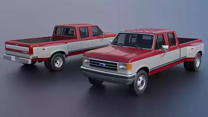 Pickup Truck F-350 Crew Cab Dually 1987 3D print model 2