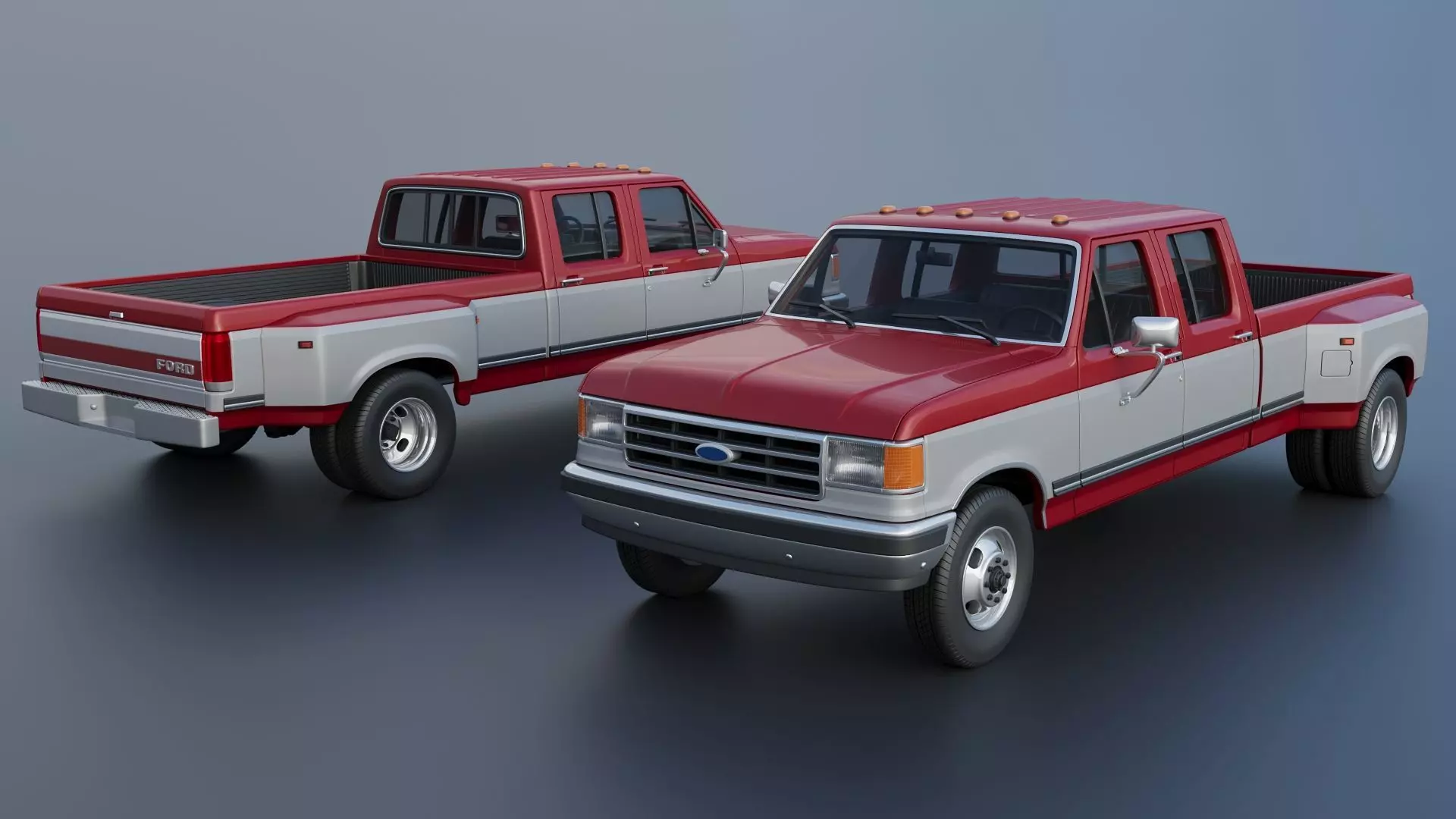 Pickup Truck F-350 Crew Cab Dually 1987 3D print model_1