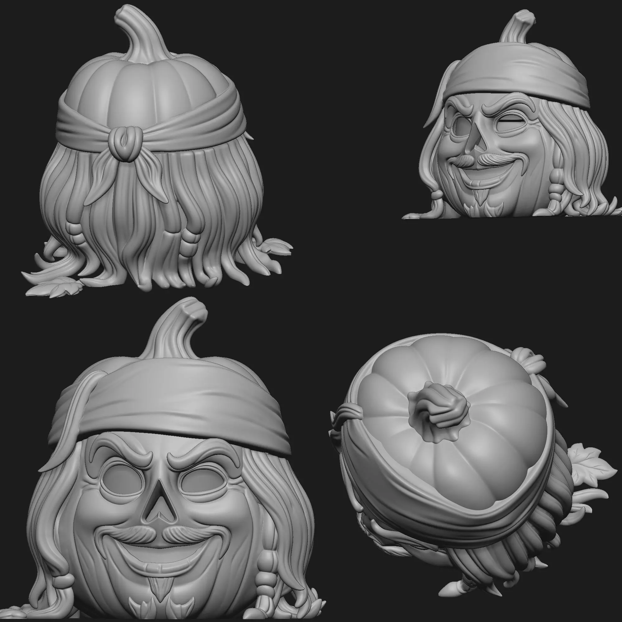 Jack Sparrow Pumpkin - Decor and Candy Bowl Versions 3D print model_8