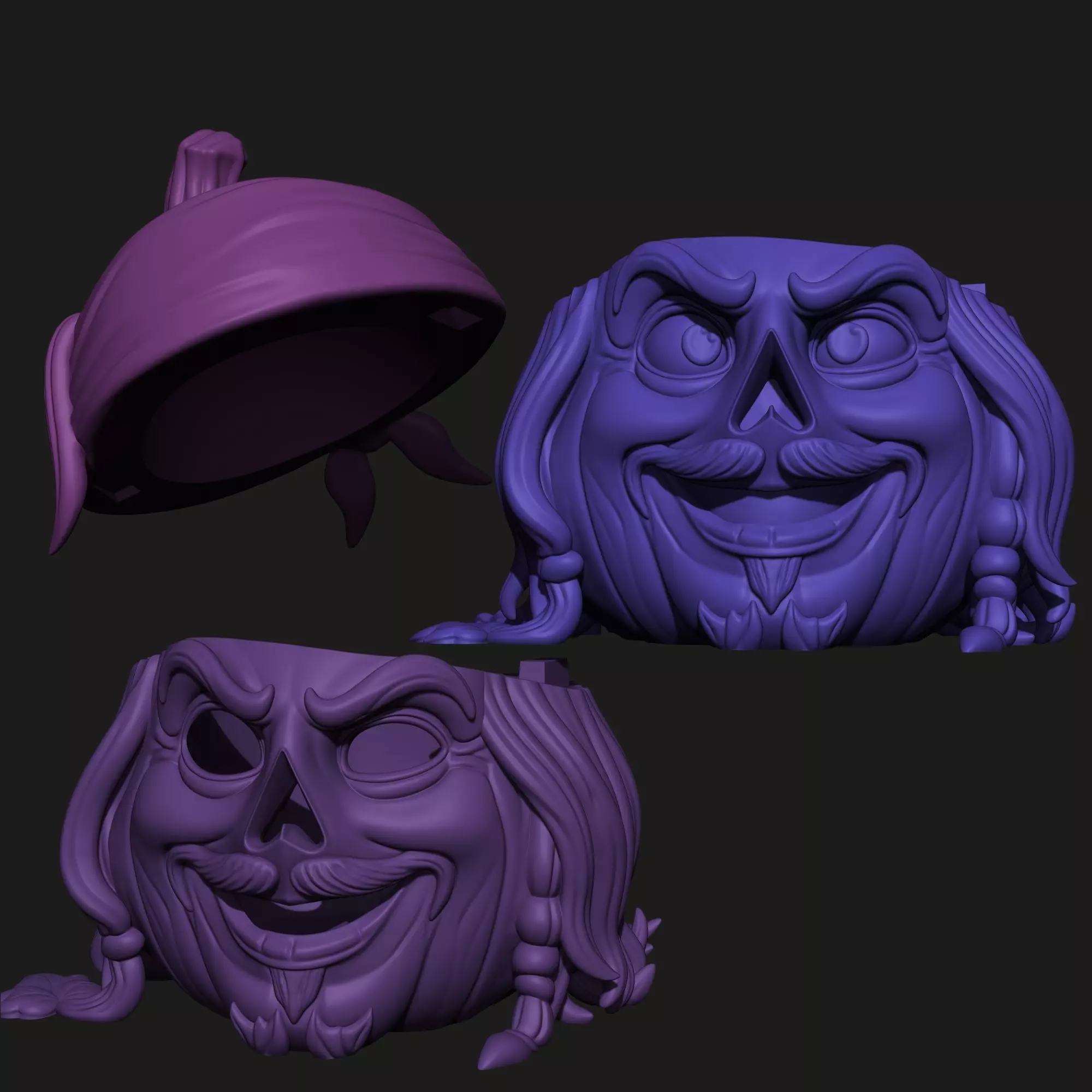 Jack Sparrow Pumpkin - Decor and Candy Bowl Versions 3D print model_1