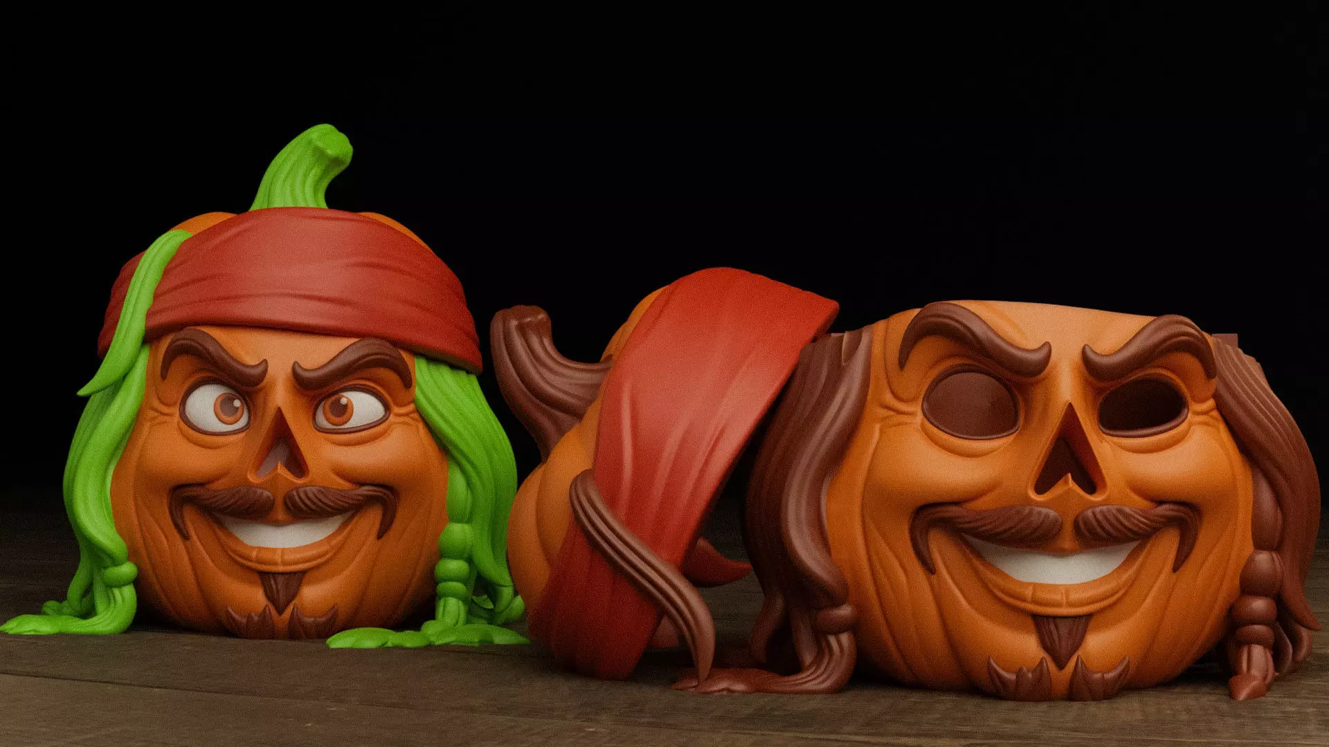 Jack Sparrow Pumpkin - Decor and Candy Bowl Versions 3D print model_3