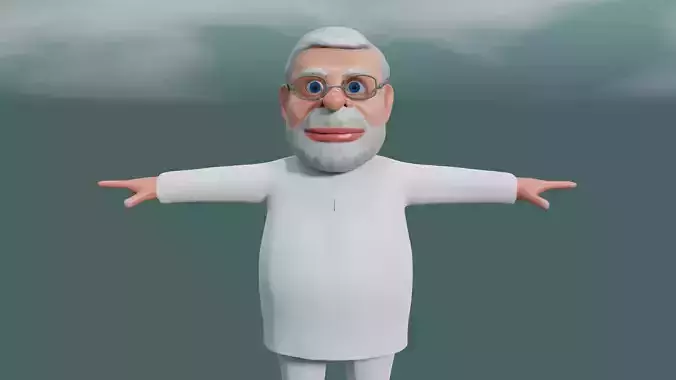 Cartoon Narendra Modi 3d Character model Low-poly 3D model