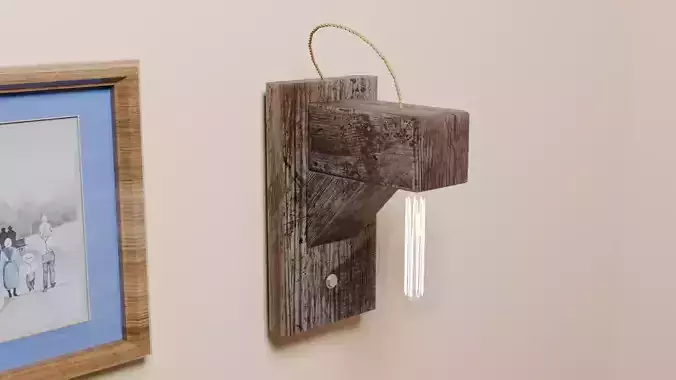Industrial Wood Beam Wall Sconce with Edison Style Bulb