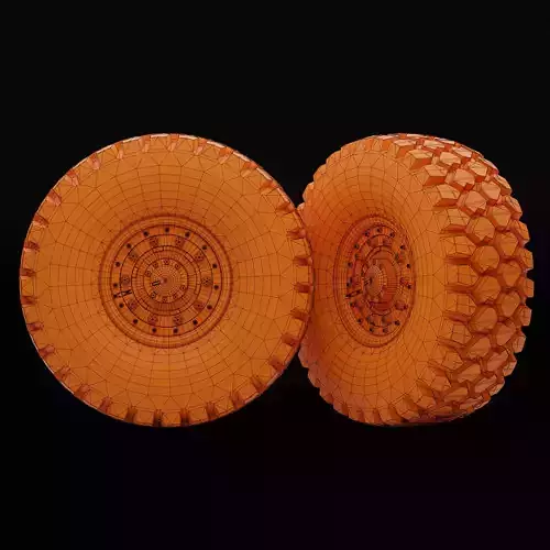 Military wheels with LODs Low-poly 3D model 6