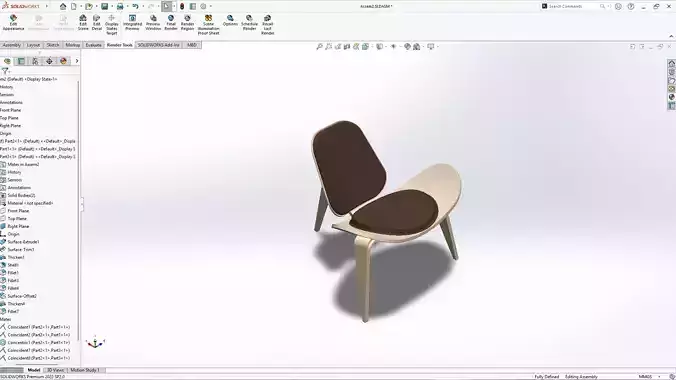 Ergonomic Wooden Chair - SolidWorks Model