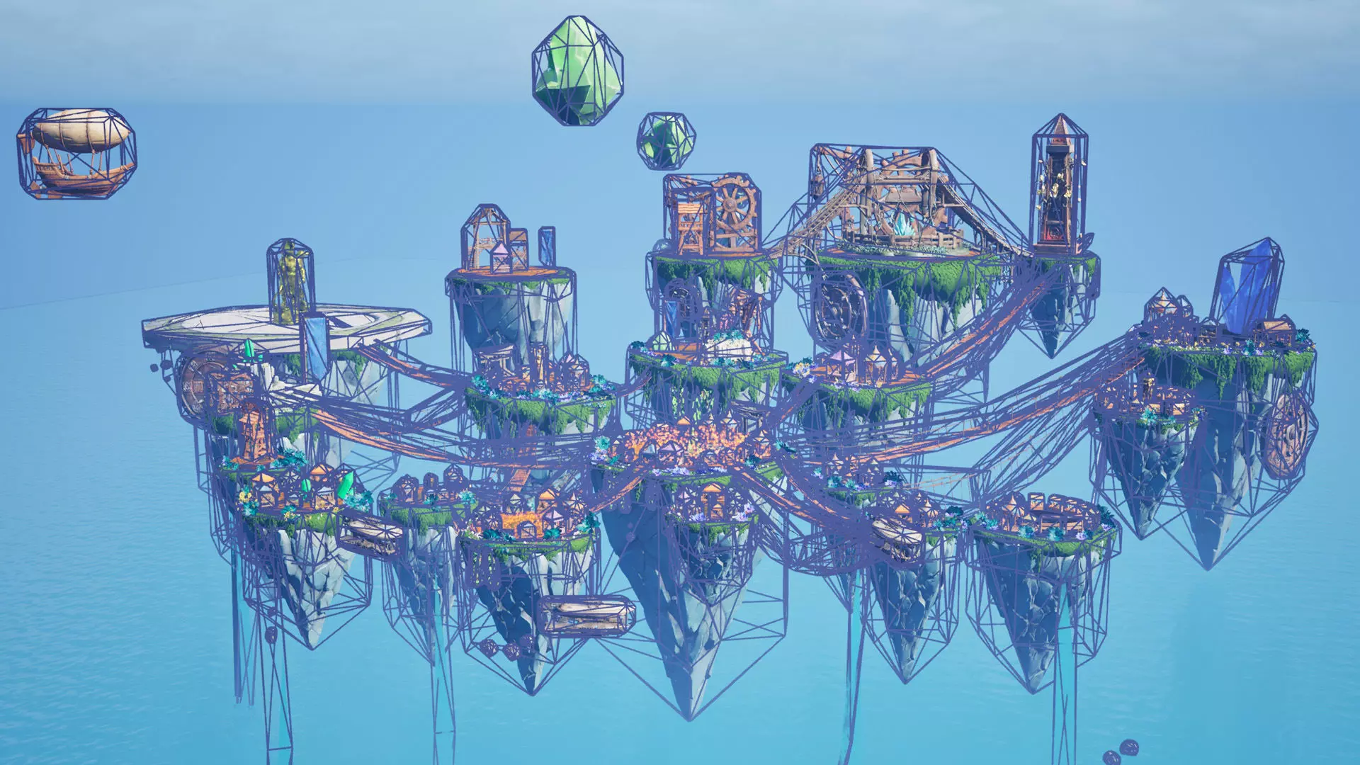 Steampunk Sky-Islands Sci-fi Game Environment Low-poly 3D model_14