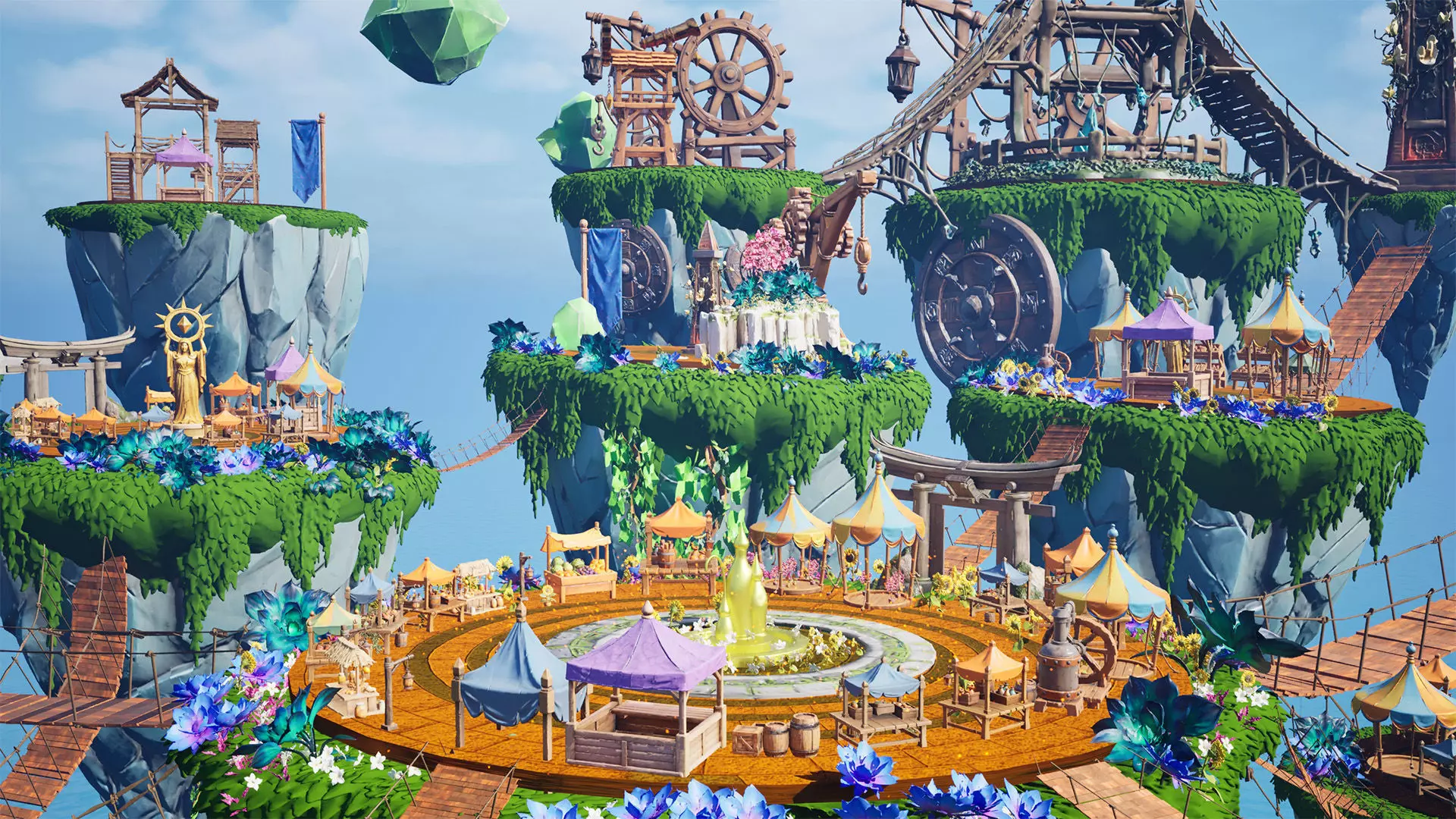 Steampunk Sky-Islands Sci-fi Game Environment Low-poly 3D model_2