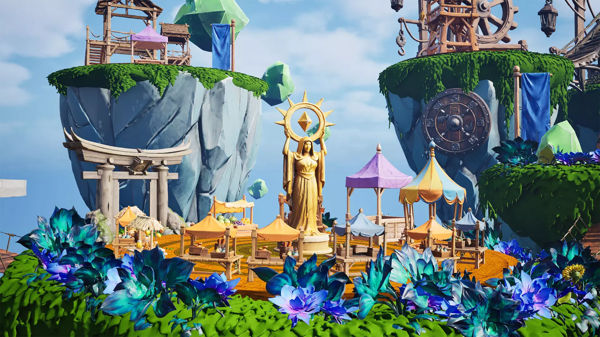 Steampunk Sky-Islands Sci-fi Game Environment Low-poly 3D model_13