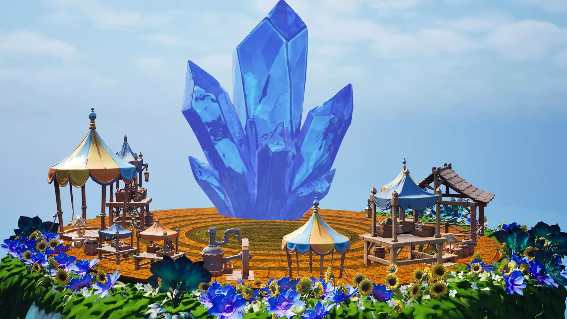 Steampunk Sky-Islands Sci-fi Game Environment Low-poly 3D model_6