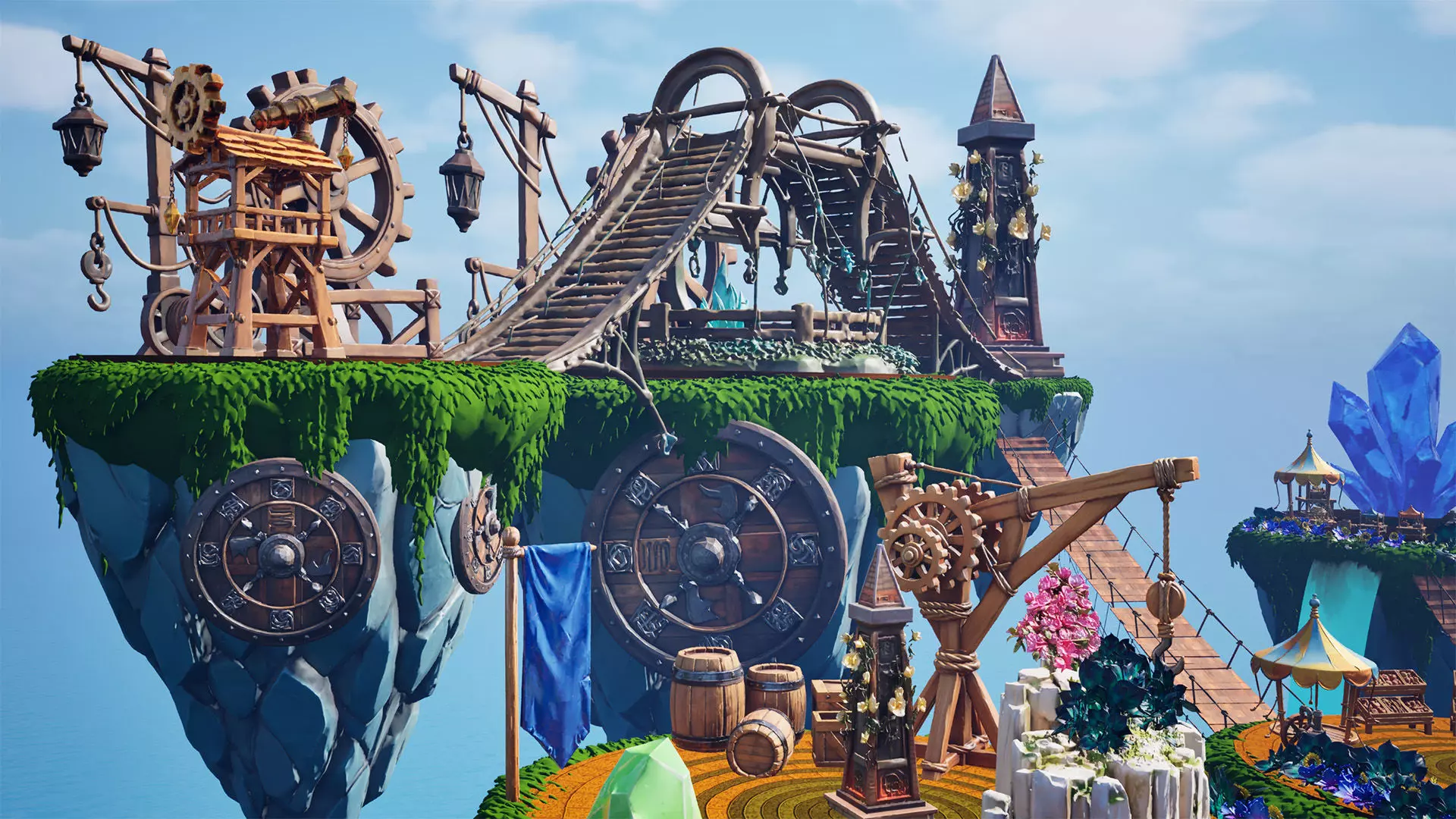 Steampunk Sky-Islands Sci-fi Game Environment Low-poly 3D model_10