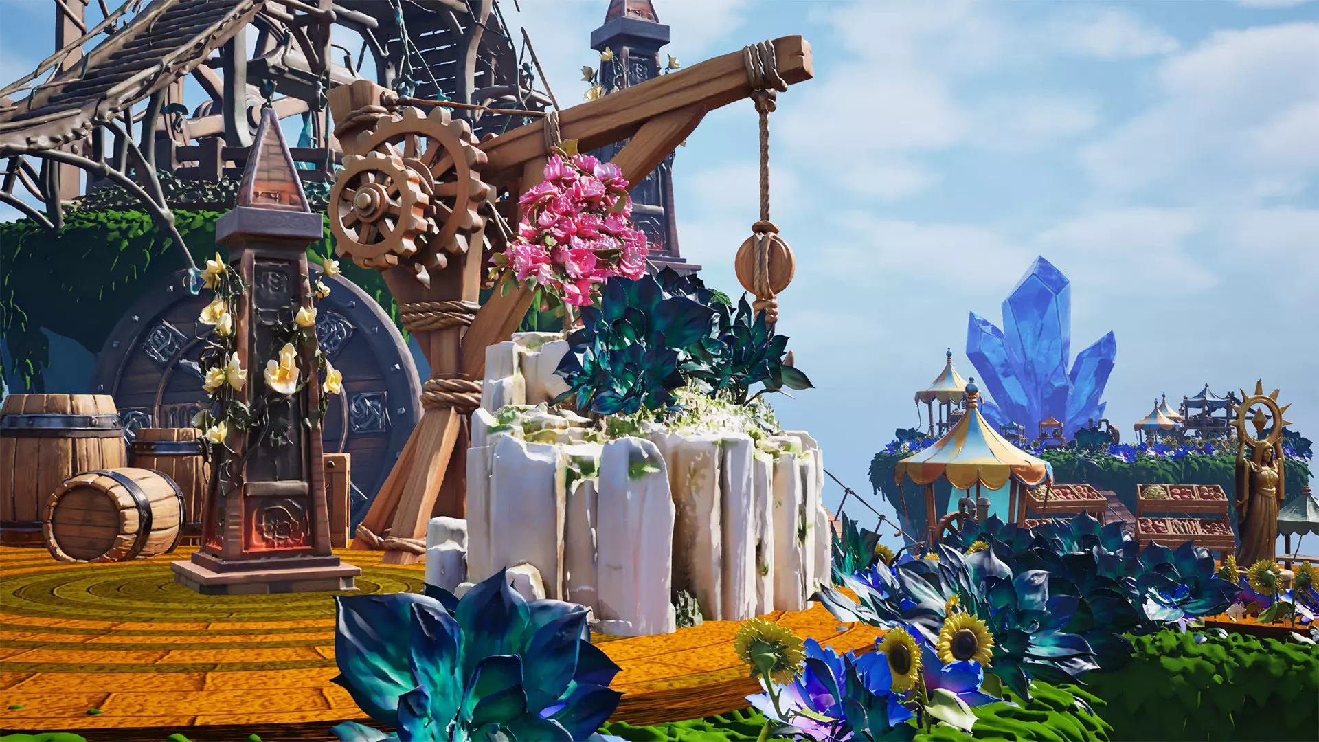 Steampunk Sky-Islands Sci-fi Game Environment Low-poly 3D model_3