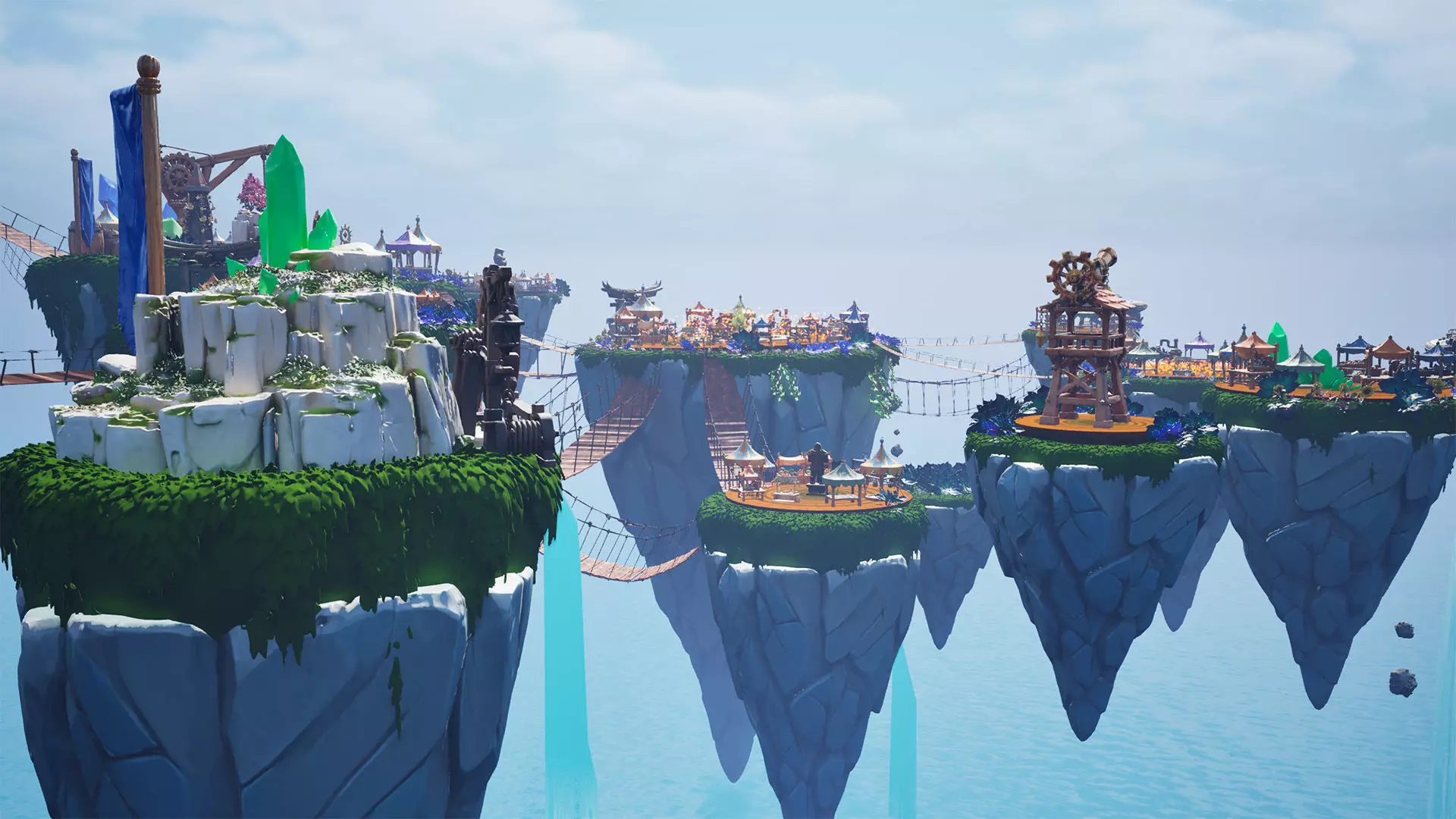 Steampunk Sky-Islands Sci-fi Game Environment Low-poly 3D model_4