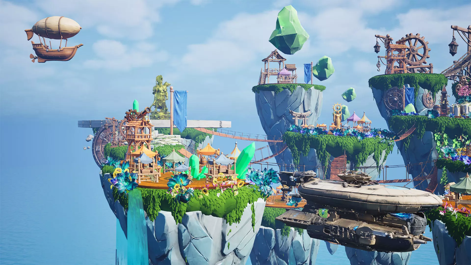 Steampunk Sky-Islands Sci-fi Game Environment Low-poly 3D model_12