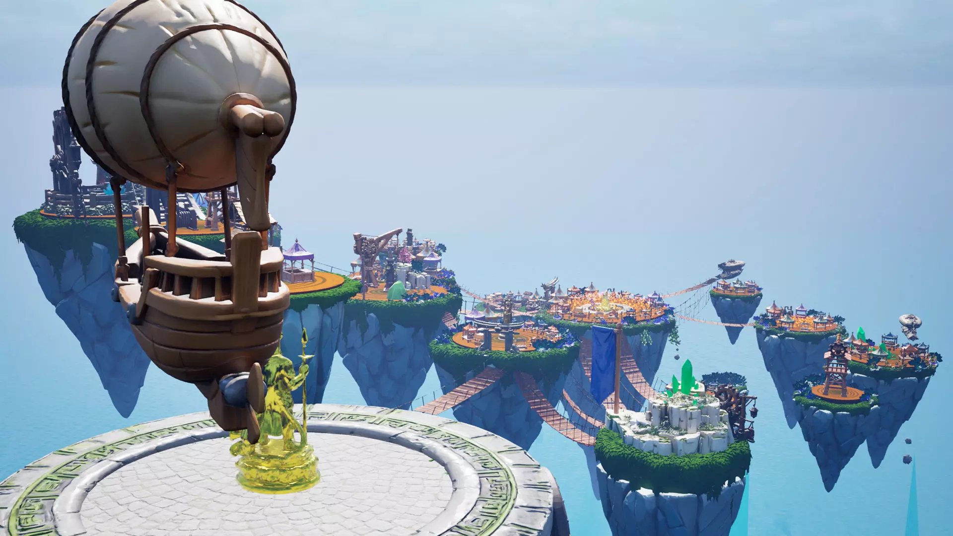 Steampunk Sky-Islands Sci-fi Game Environment Low-poly 3D model_5