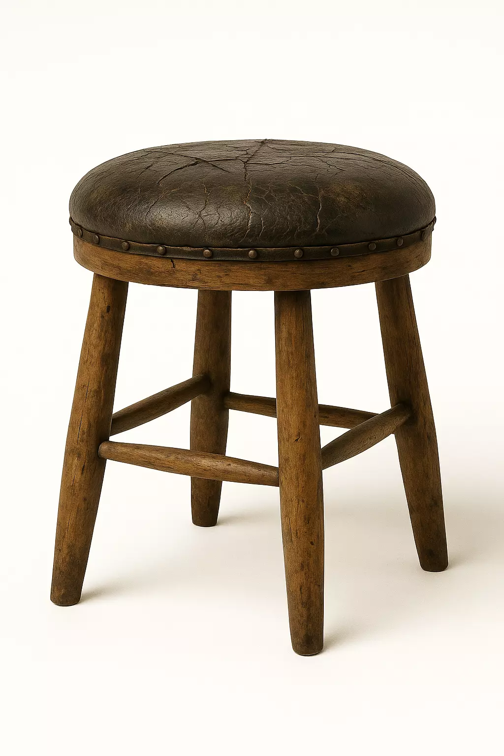 Vintage Wooden Stool 3D model_0