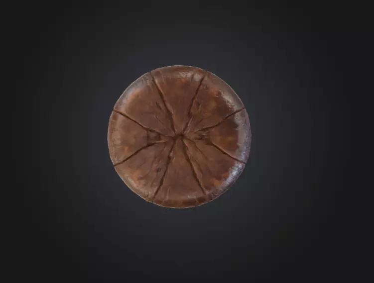 Vintage Wooden Stool 3D model_12