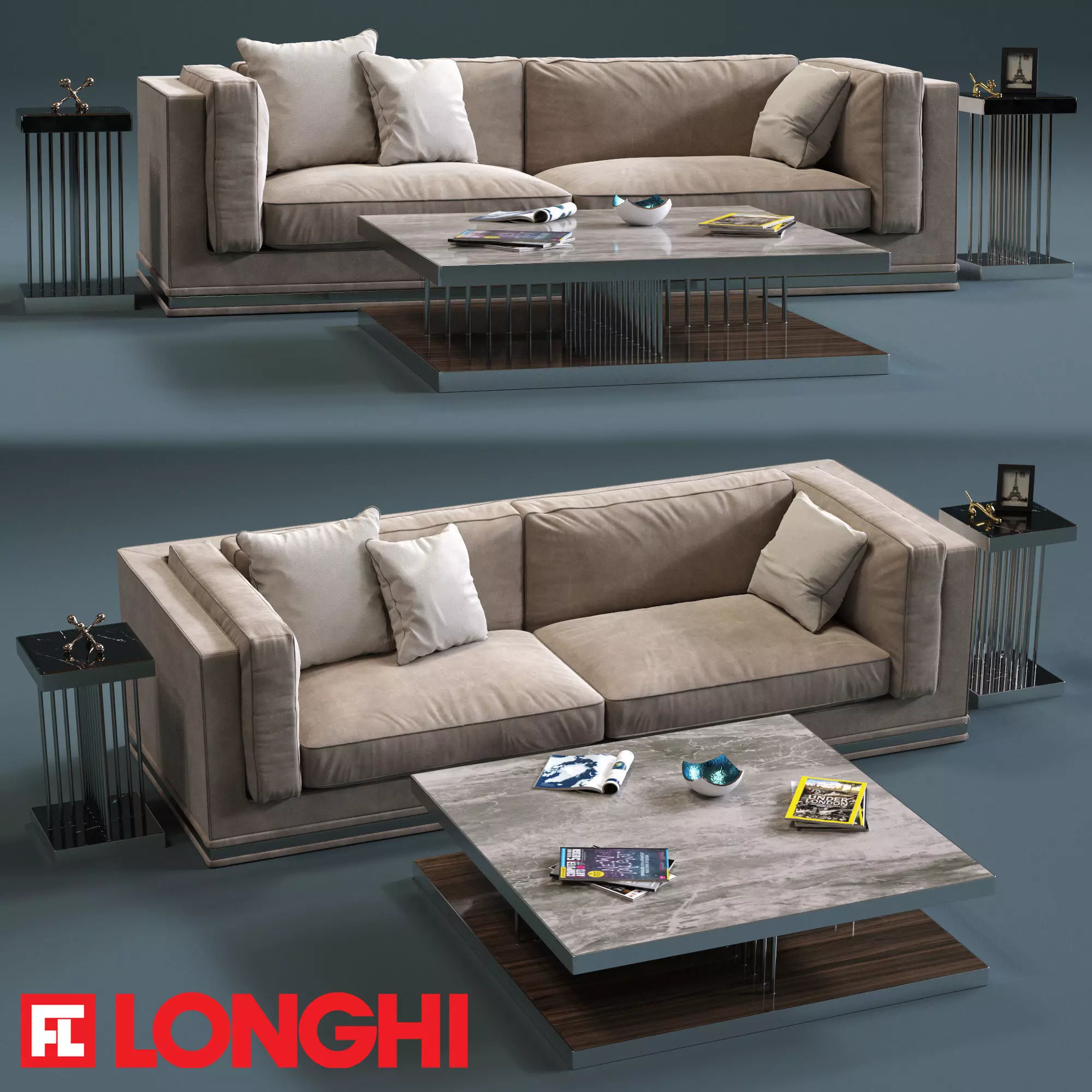 Fratelli Longhi MASON 2-Seates Sofa Low-poly 3D model