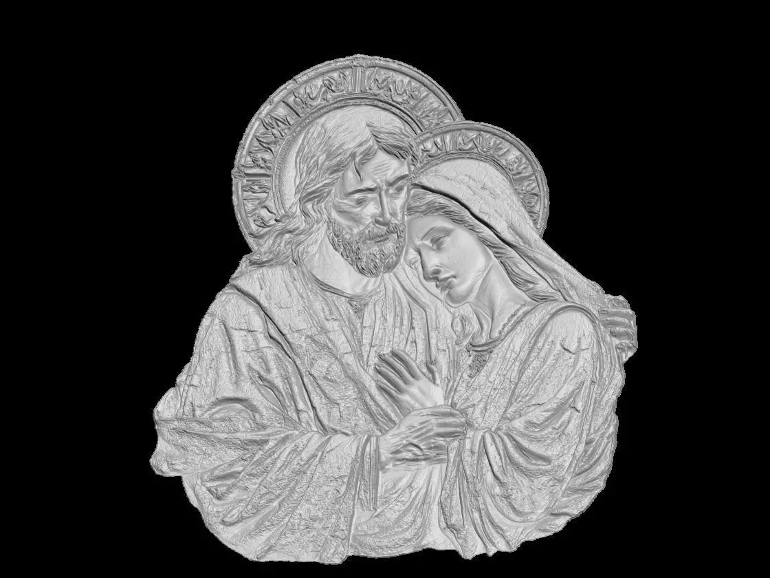 Jesus and Mary Sacred Relief Sculpture 3D print model_2
