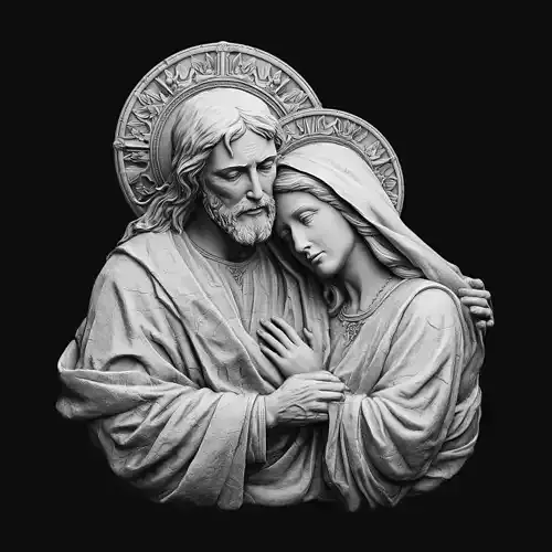 Jesus and Mary Sacred Relief Sculpture