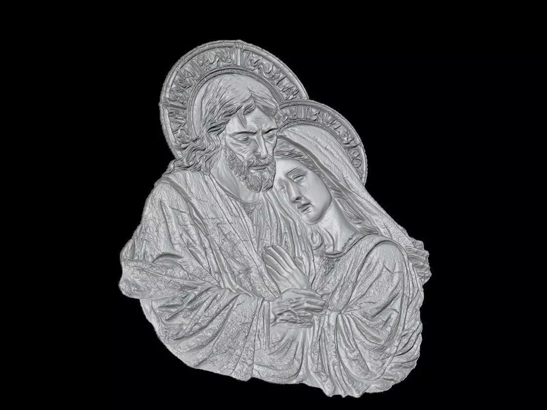 Jesus and Mary Sacred Relief Sculpture 3D print model_4