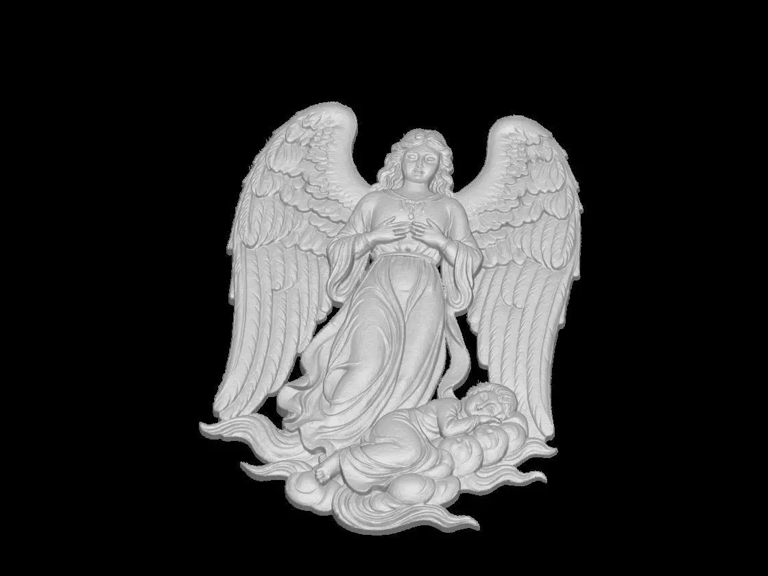  Guardian Angel with Sleeping Baby Sculpture 3D print model_4