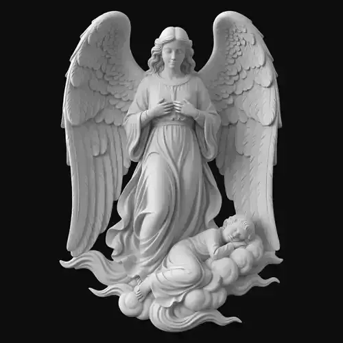  Guardian Angel with Sleeping Baby Sculpture 3D print model