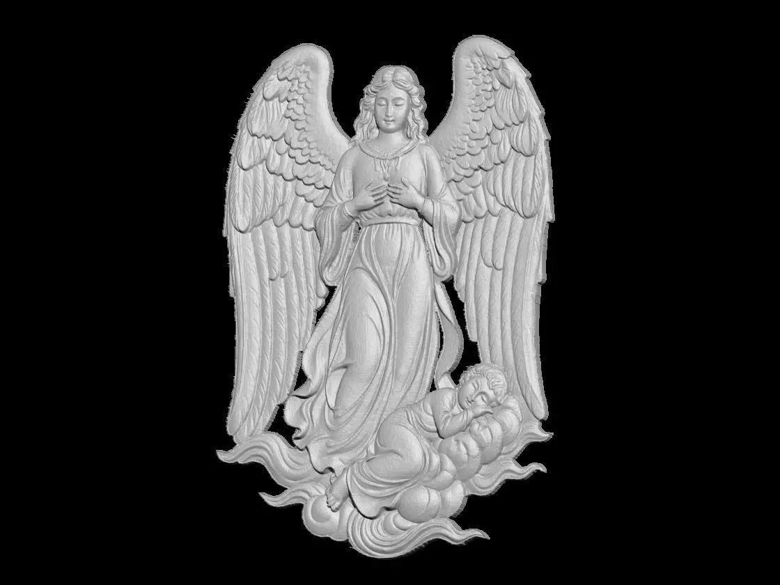  Guardian Angel with Sleeping Baby Sculpture 3D print model_2