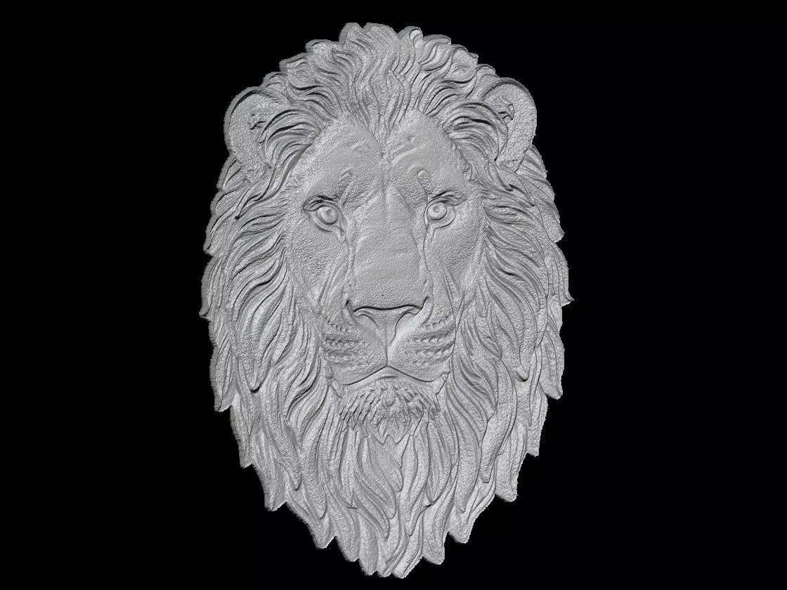 Majestic Lion Head Sculpture Relief  3D print model_3