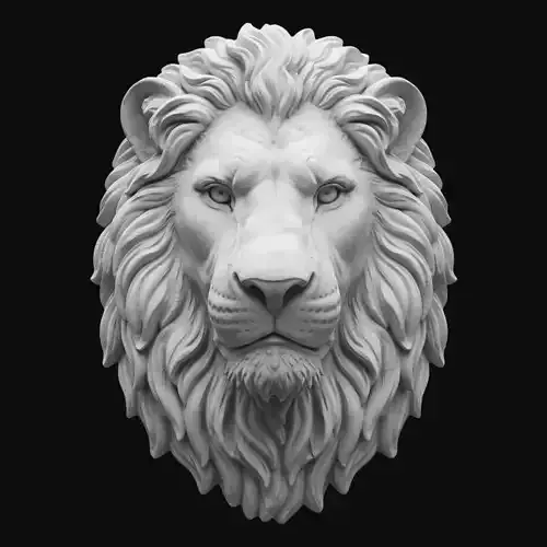 Majestic Lion Head Sculpture Relief 