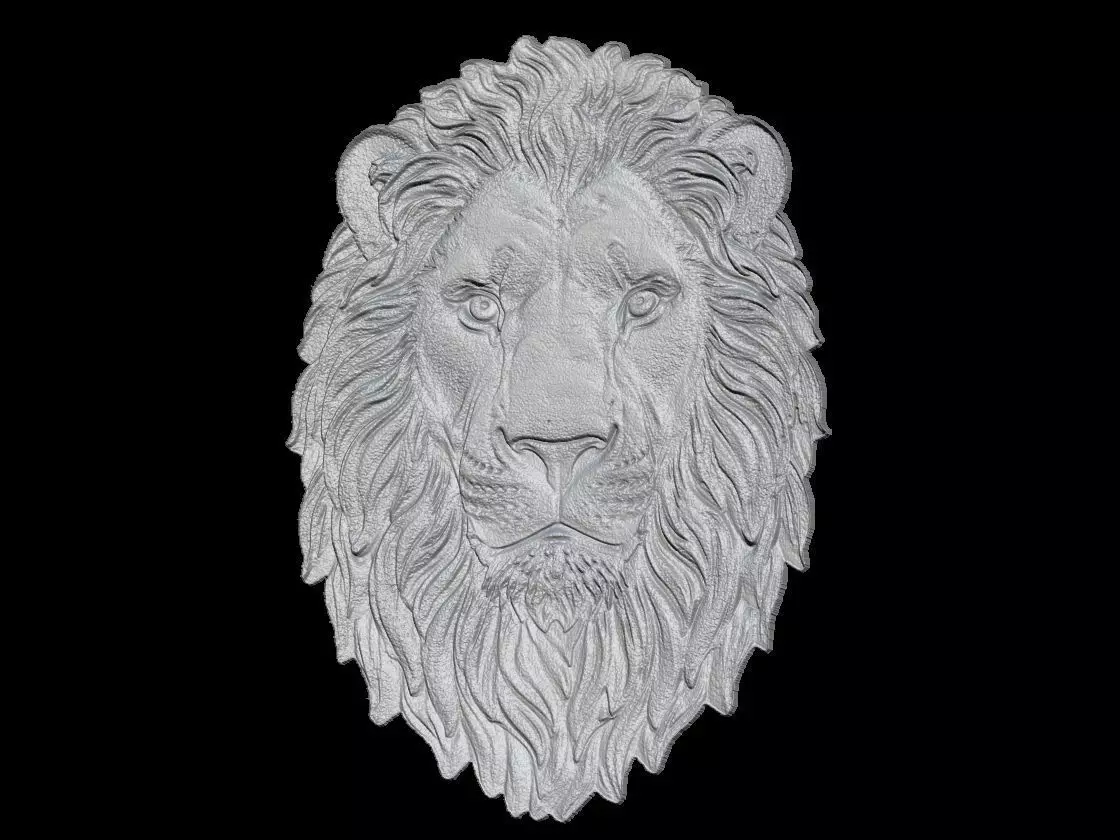 Majestic Lion Head Sculpture Relief  3D print model_2