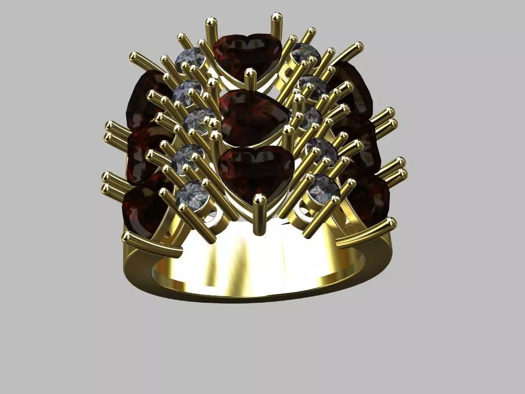 Hearts Ring 3D print model_2