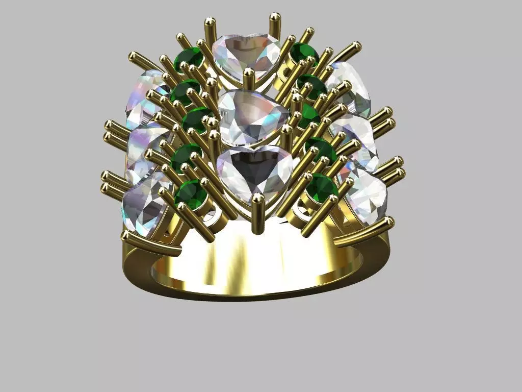 Hearts Ring 3D print model_3