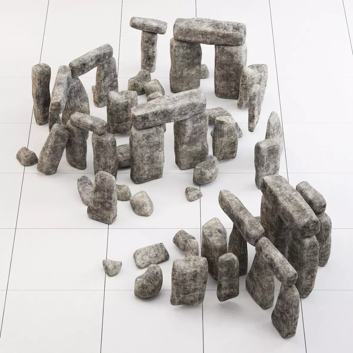 Stone block collection 3D model_0