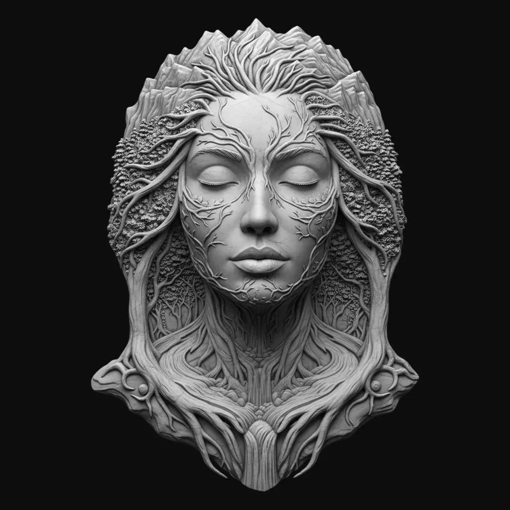 Fantasy Nature Goddess Sculpture 3D print model_0