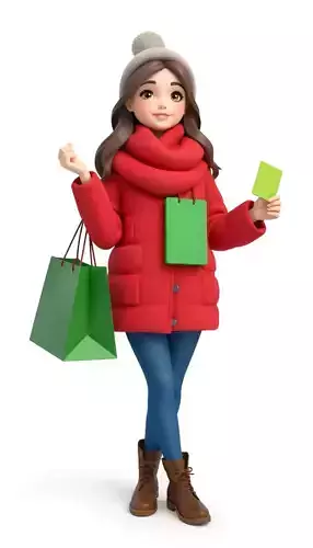 3D Girl Shopper Black Friday Sale Character