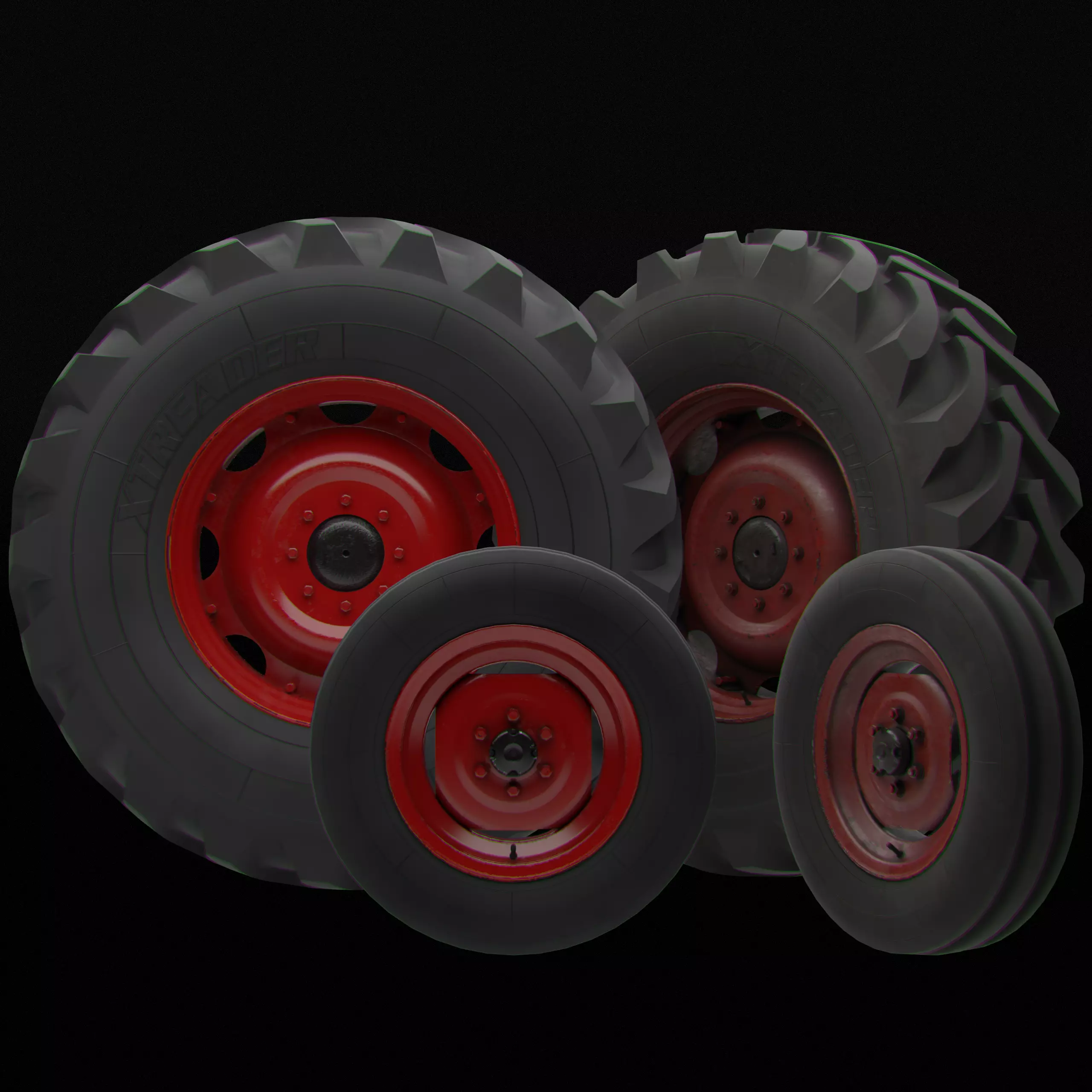 Collection of various wheels with LODs Low-poly 3D model_26